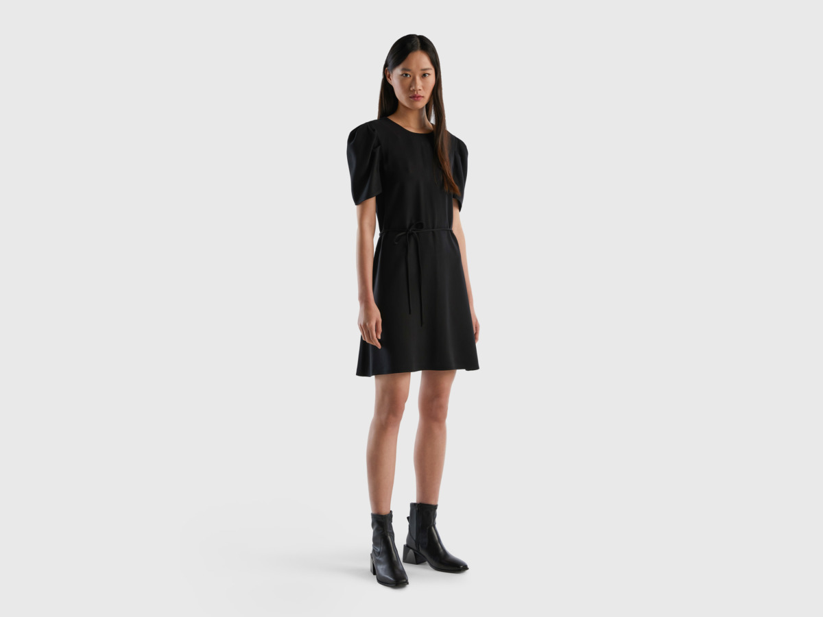 United Colors Of Short Dress In Mixture Black Female Benetton Womens DRESSES GOOFASH