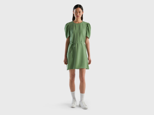 United Colors Of Short Dress In Mixture Green Female Benetton Womens DRESSES GOOFASH