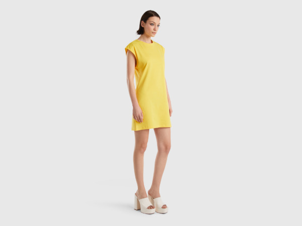 United Colors Of Short Dress In Yellow Yellow Female Benetton Womens DRESSES GOOFASH