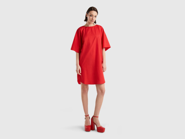United Colors Of Short Dress Made Of Light Red Female Benetton Womens DRESSES GOOFASH