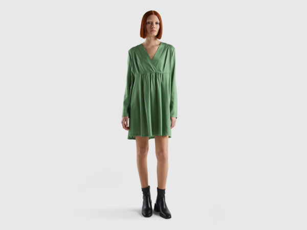 United Colors Of Short Dress Made Of Sustainable Green Female Benetton Womens DRESSES GOOFASH