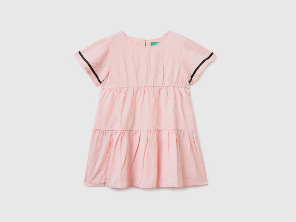 United Colors Of Short Dress With Ruffles Soft Pink Female Benetton Womens DRESSES GOOFASH