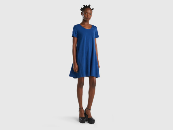 United Colors Of Short Exhibited Dress Dark Blue Female Benetton Womens DRESSES GOOFASH