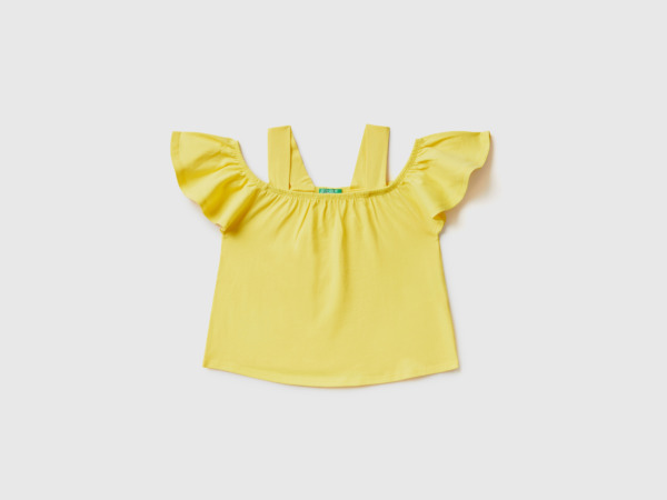 United Colors Of Short Top With Straps Yellow Female Benetton Womens TOPS GOOFASH