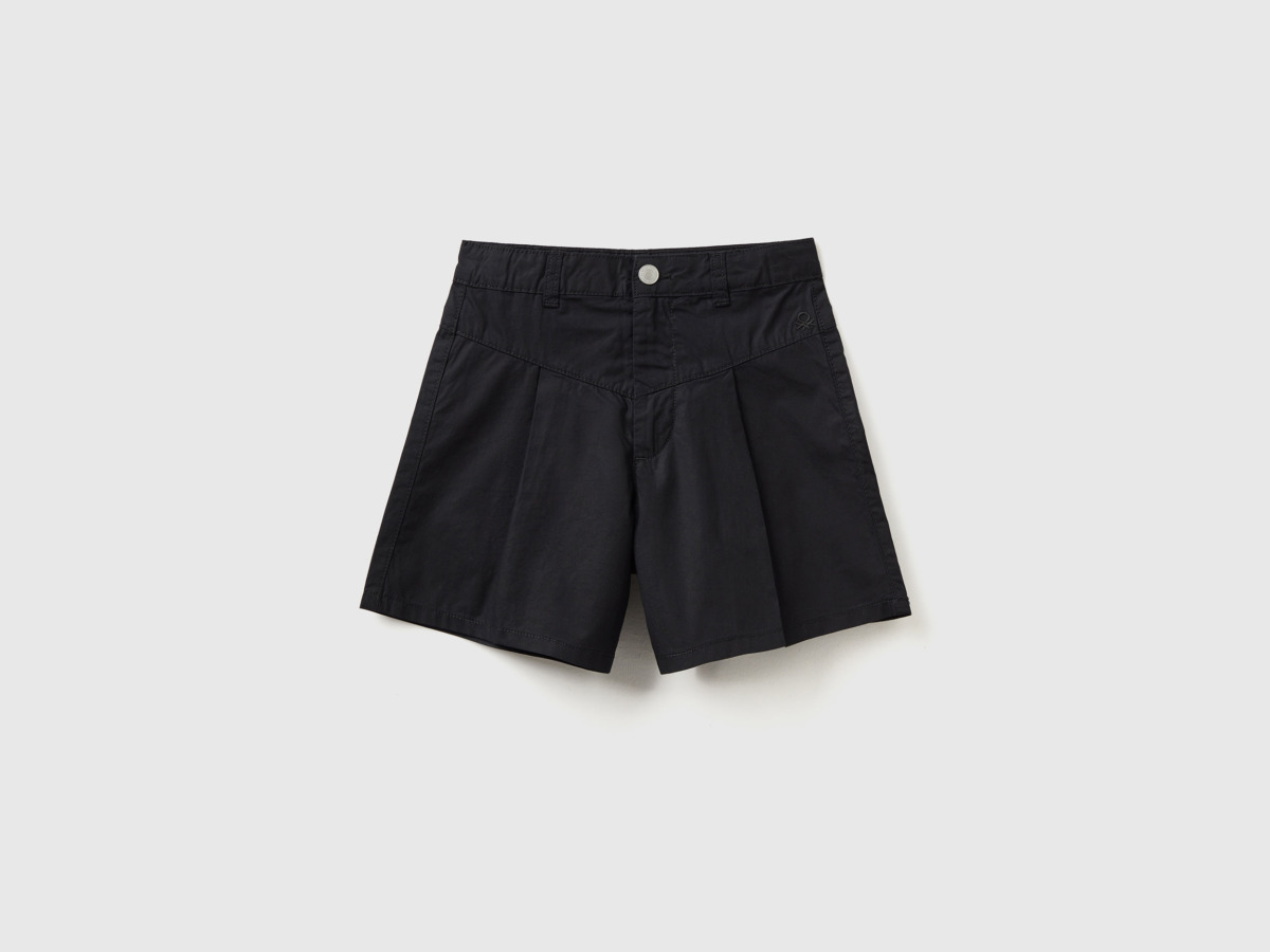 United Colors Of Short Trousers With Bunches Black Female Benetton Womens SHORTS GOOFASH