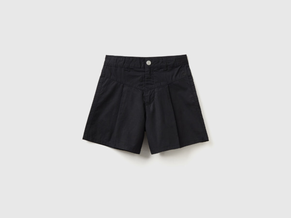 United Colors Of Short Trousers With Bunches Black Female Benetton Womens SHORTS GOOFASH
