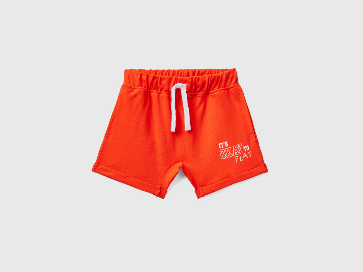 United Colors Of Short Trousers With Print Orange Male Benetton Mens SHORTS GOOFASH