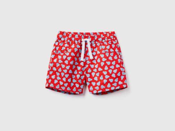United Colors Of Shorts In Red With Pear Pattern Red Male Benetton Mens SHORTS GOOFASH
