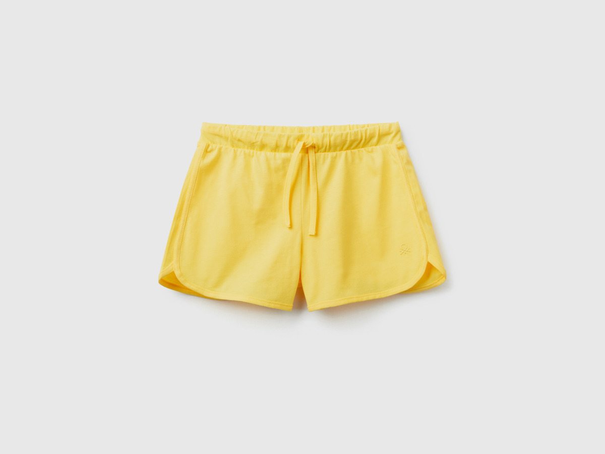United Colors Of Shorts In Runner Style Made Of Organic Yellow Female Benetton Womens SHORTS GOOFASH