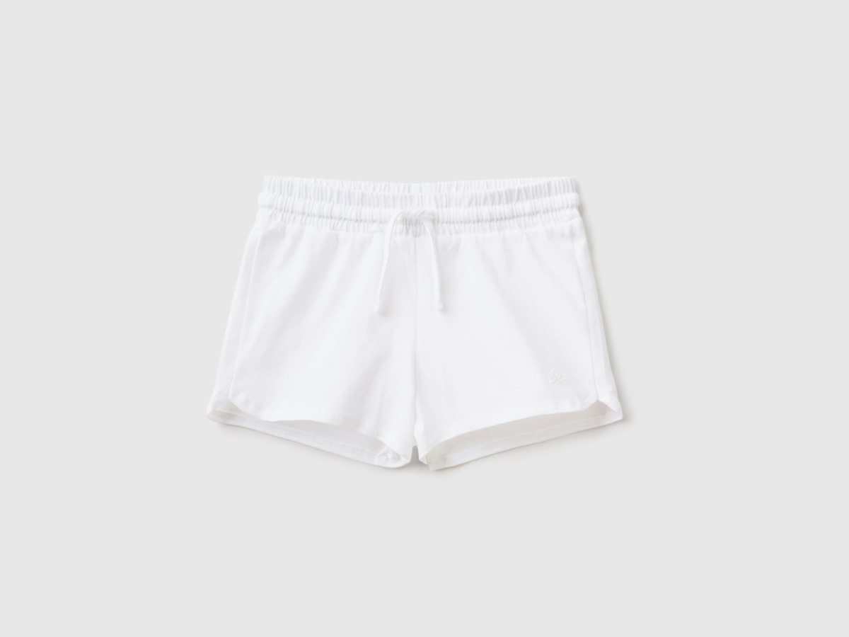 United Colors Of Shorts Made Of Organic With Tunnel Train White Female Benetton Womens SHORTS GOOFASH