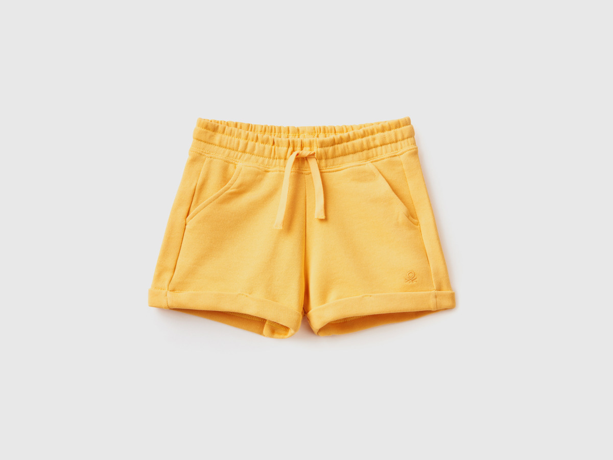 United Colors Of Shorts Made Of Sweaty In Yellow Female Benetton Womens SHORTS GOOFASH