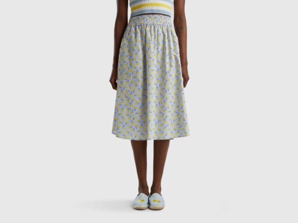 United Colors Of Skirt In Sky Blue With Cherry Pattern Pale Blue Female Benetton Womens SKIRTS GOOFASH