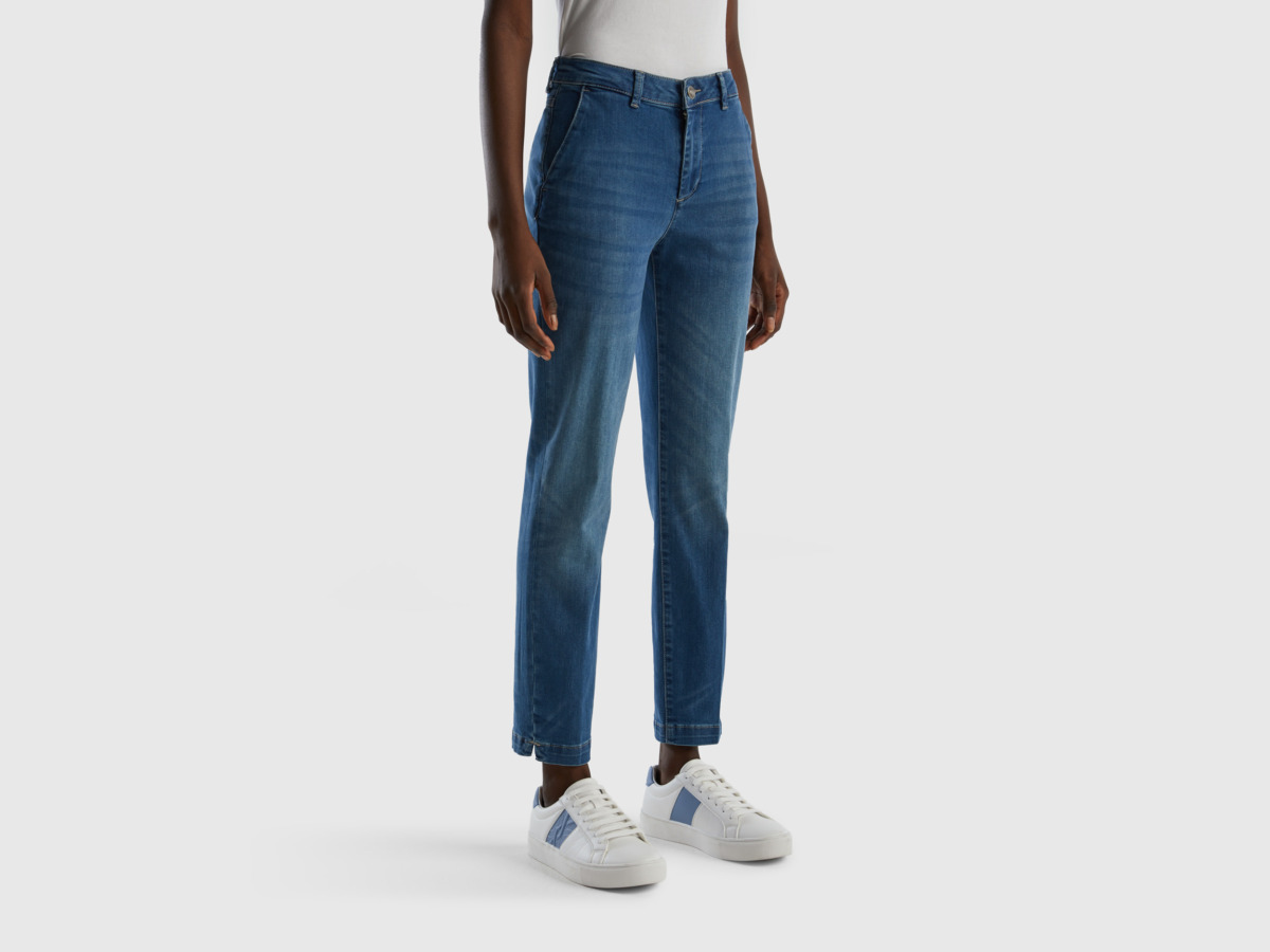 United Colors Of Slim Fit Chino Ts From Denim Blue Female Benetton Womens TROUSERS GOOFASH
