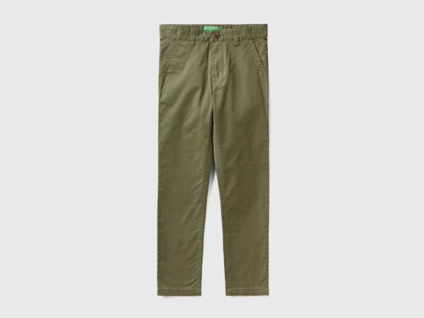 United Colors Of Slim Fit Chinos Made Of Stretchy Military Green Male Benetton Mens TROUSERS GOOFASH