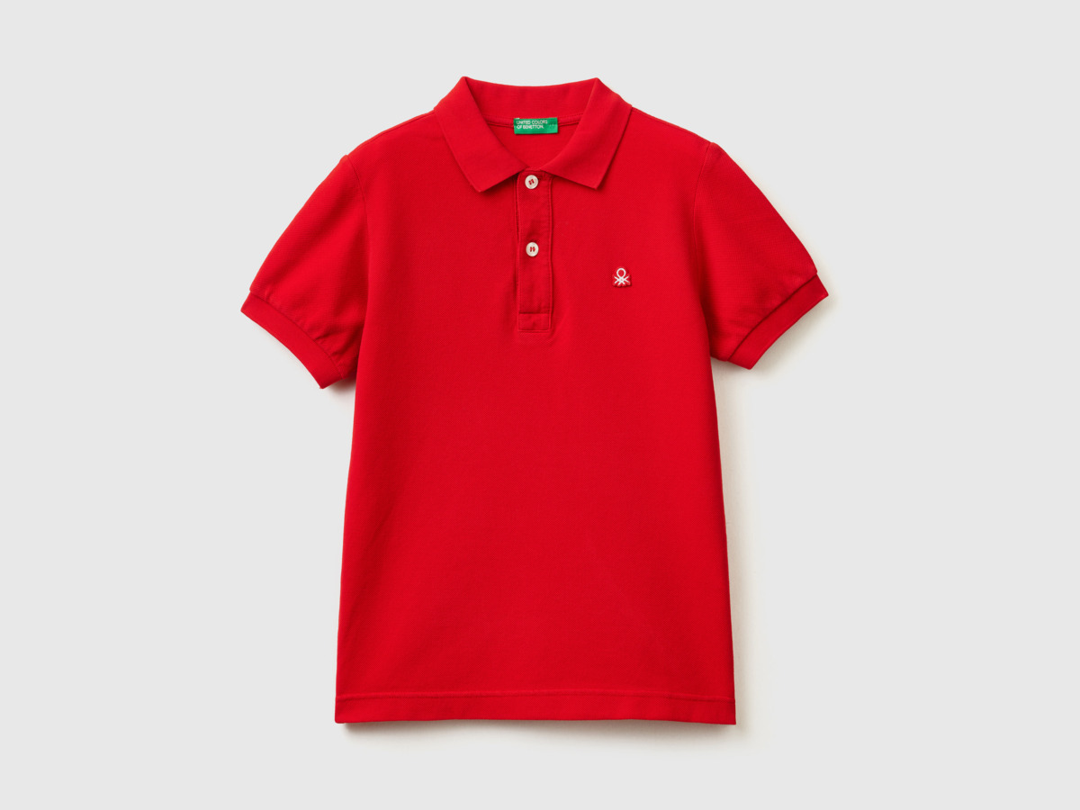 United Colors Of Slim Fit Polo Made Of Organic Red Paint Men's Benetton Mens POLOSHIRTS GOOFASH