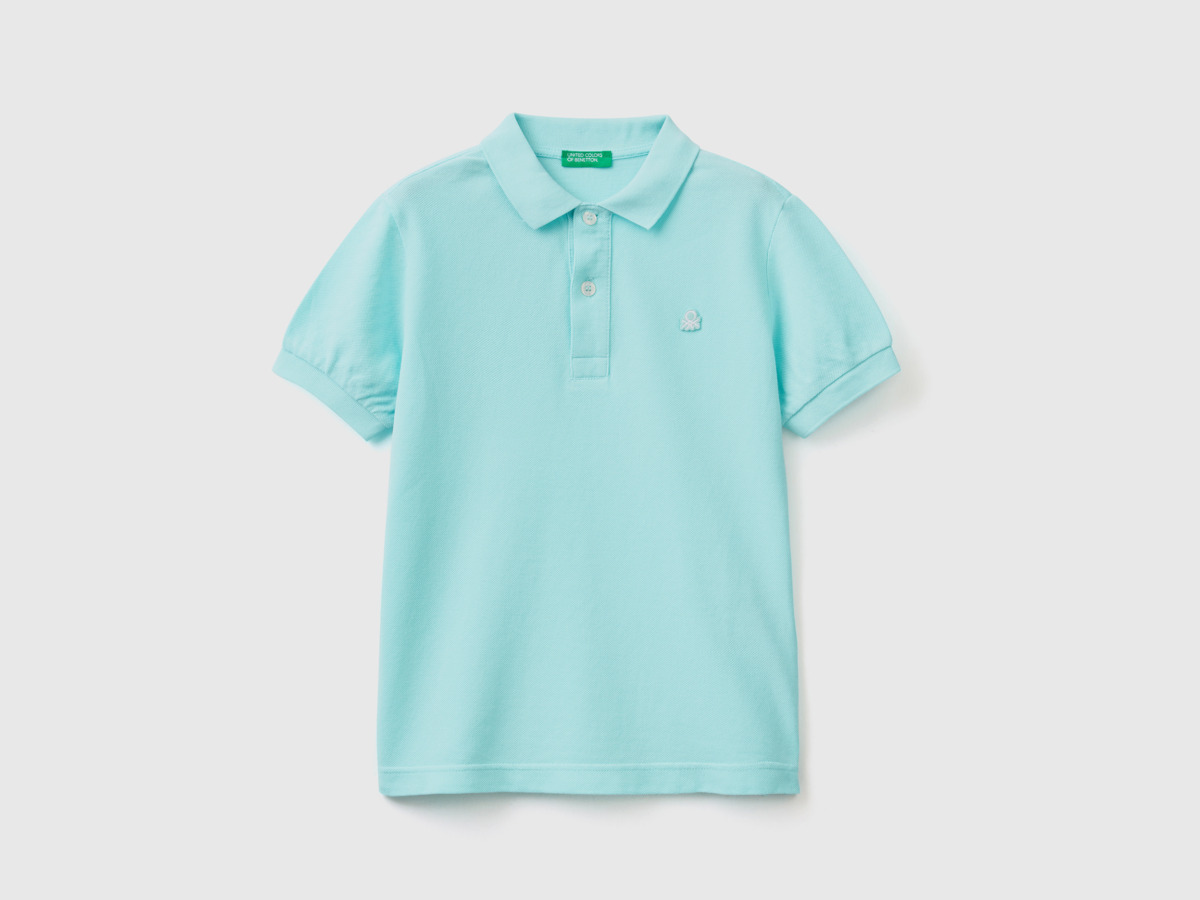 United Colors Of Slim Fit Polo Made Of Organic Turquoise Male Benetton Mens POLOSHIRTS GOOFASH