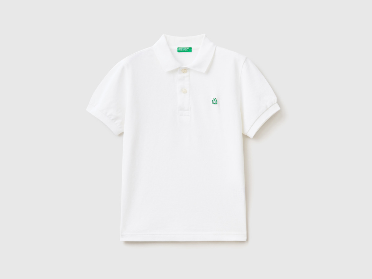 United Colors Of Slim Fit Polo Made Of Organic White Male Benetton Mens POLOSHIRTS GOOFASH