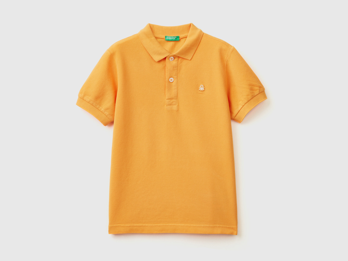 United Colors Of Slim Fit Polo Made Of Organic Yellow Male Benetton Mens POLOSHIRTS GOOFASH
