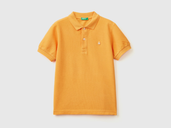 United Colors Of Slim Fit Polo Made Of Organic Yellow Male Benetton Mens POLOSHIRTS GOOFASH