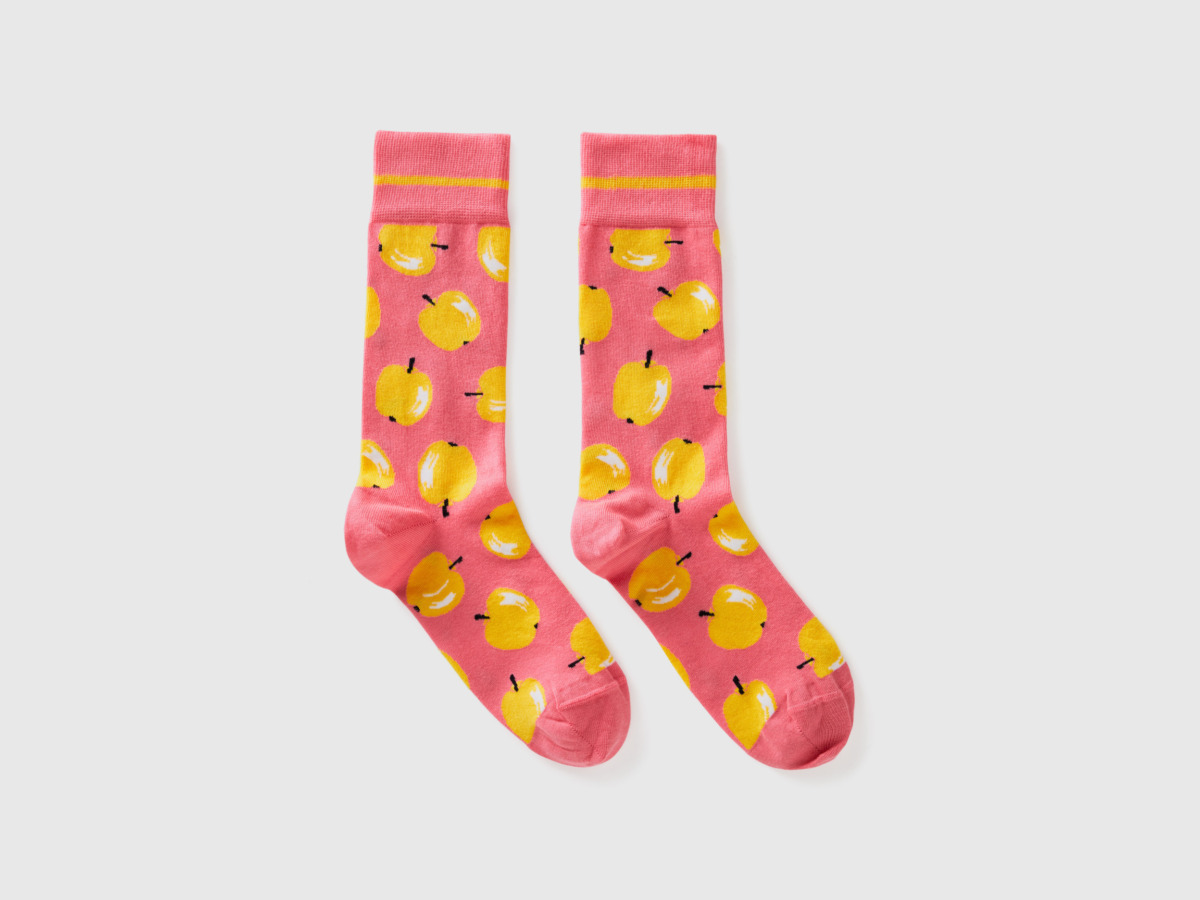 United Colors Of Socks In Pink With Apple Pattern Pink Female Benetton Womens SOCKS GOOFASH