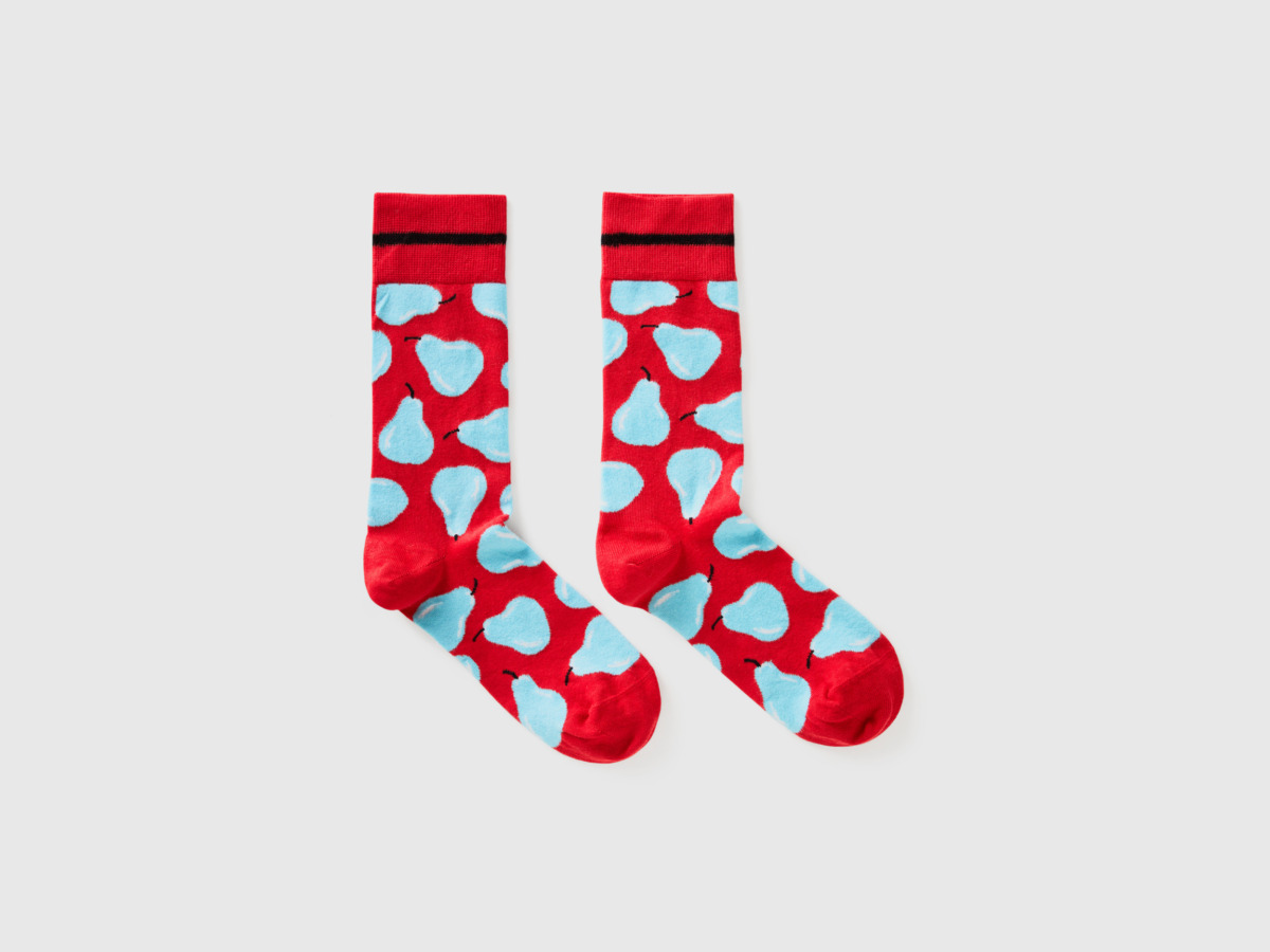 United Colors Of Socks In Red With Pear Pattern Red Female Benetton Womens SOCKS GOOFASH