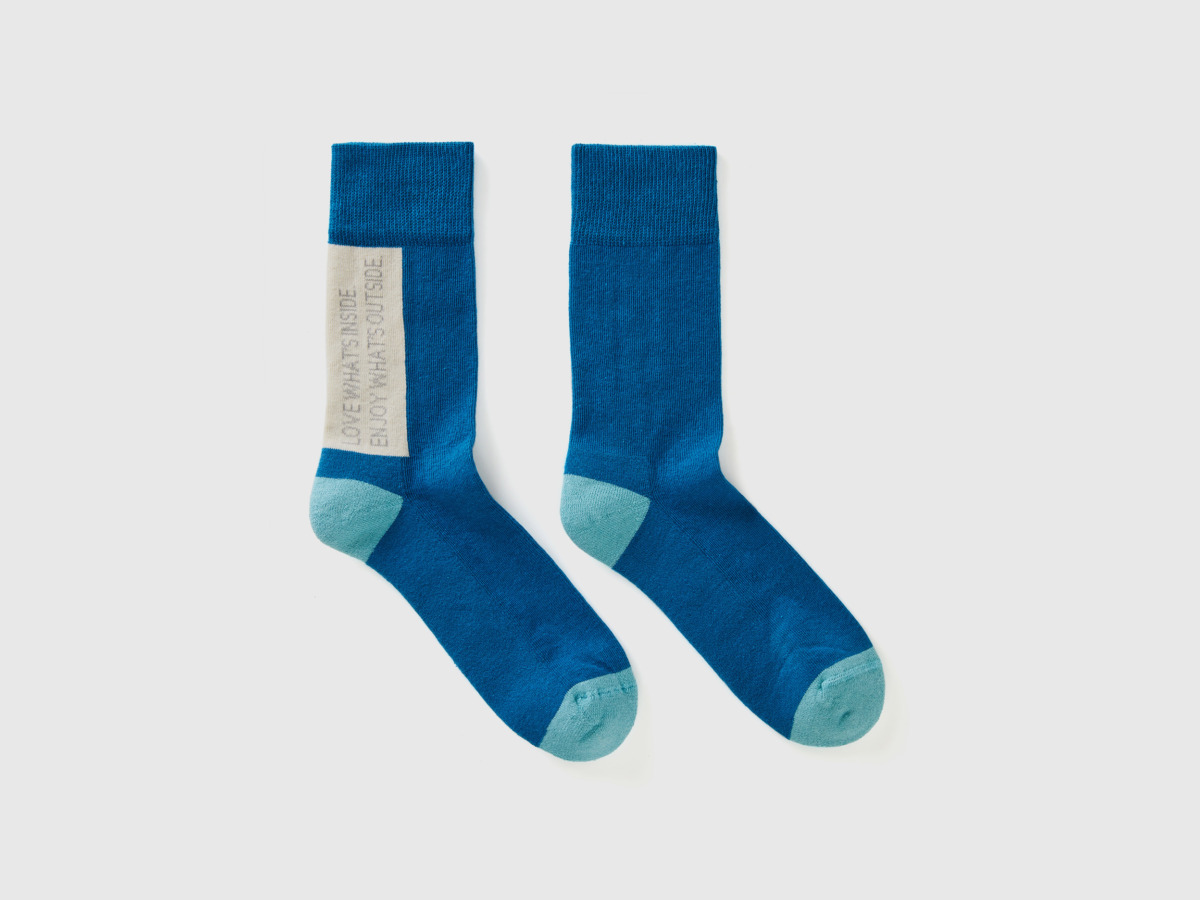 United Colors Of Socks Made Of Stretchy Organic Ight Blue Male Benetton Mens SOCKS GOOFASH