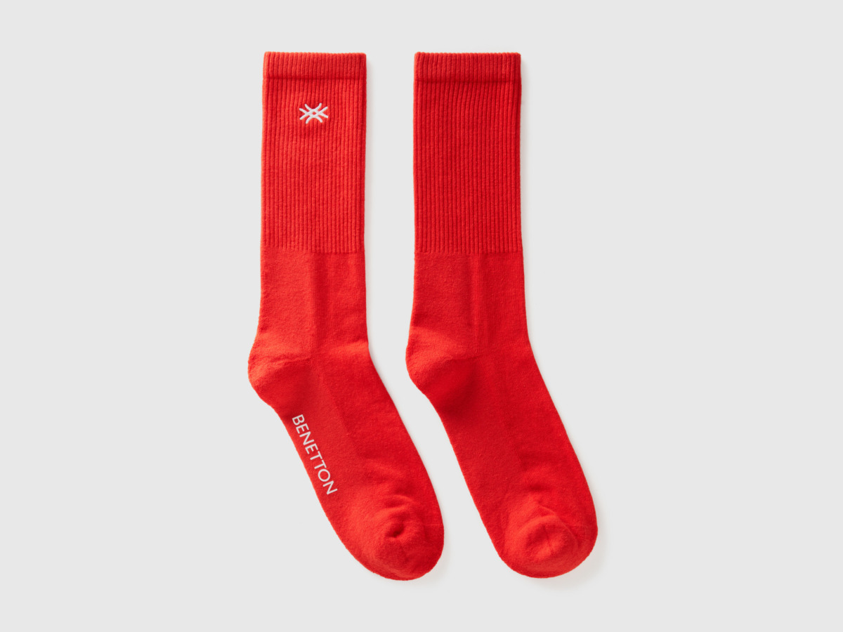 United Colors Of Socks With Embroidered Logo Red Female Benetton Womens SOCKS GOOFASH