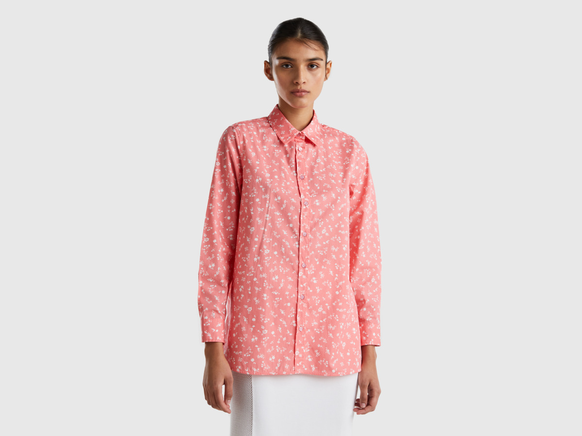 United Colors Of Soft Blouse With Print Delicate Pink Female Benetton Womens BLOUSES GOOFASH