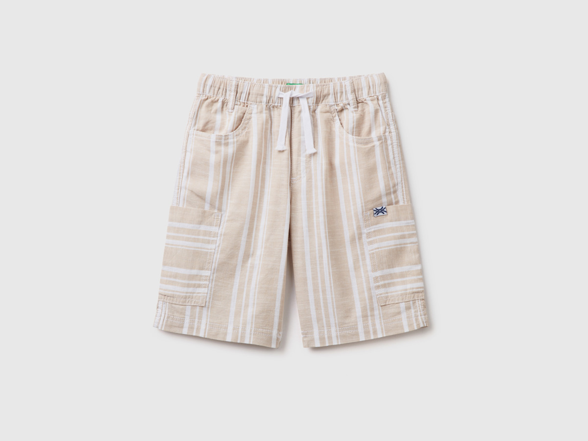 United Colors Of Striped Cargo Shorts Beige Male Benetton Mens SHORTS GOOFASH