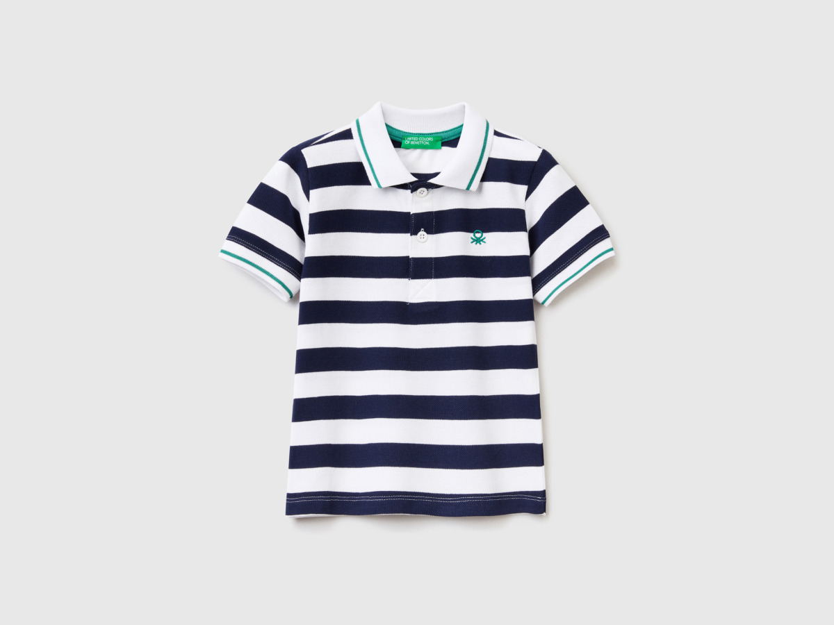 United Colors Of Striped Polo With Short Sleeves Dark Blue Paint Benetton Men Mens POLOSHIRTS GOOFASH
