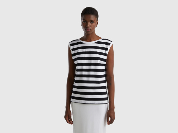 United Colors Of Striped Regular Fit Top Black Female Benetton Womens TOPS GOOFASH
