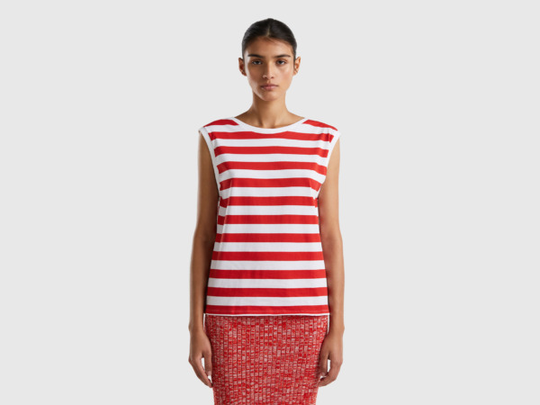 United Colors Of Striped Regular Fit Top Red Female Benetton Womens TOPS GOOFASH
