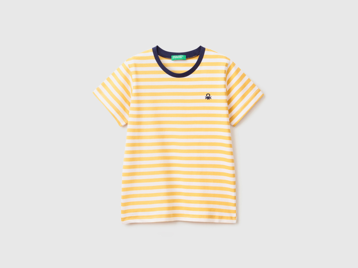 United Colors Of Striped Shirt Made Of Yellow Paint Benetton Man Mens SHIRTS GOOFASH