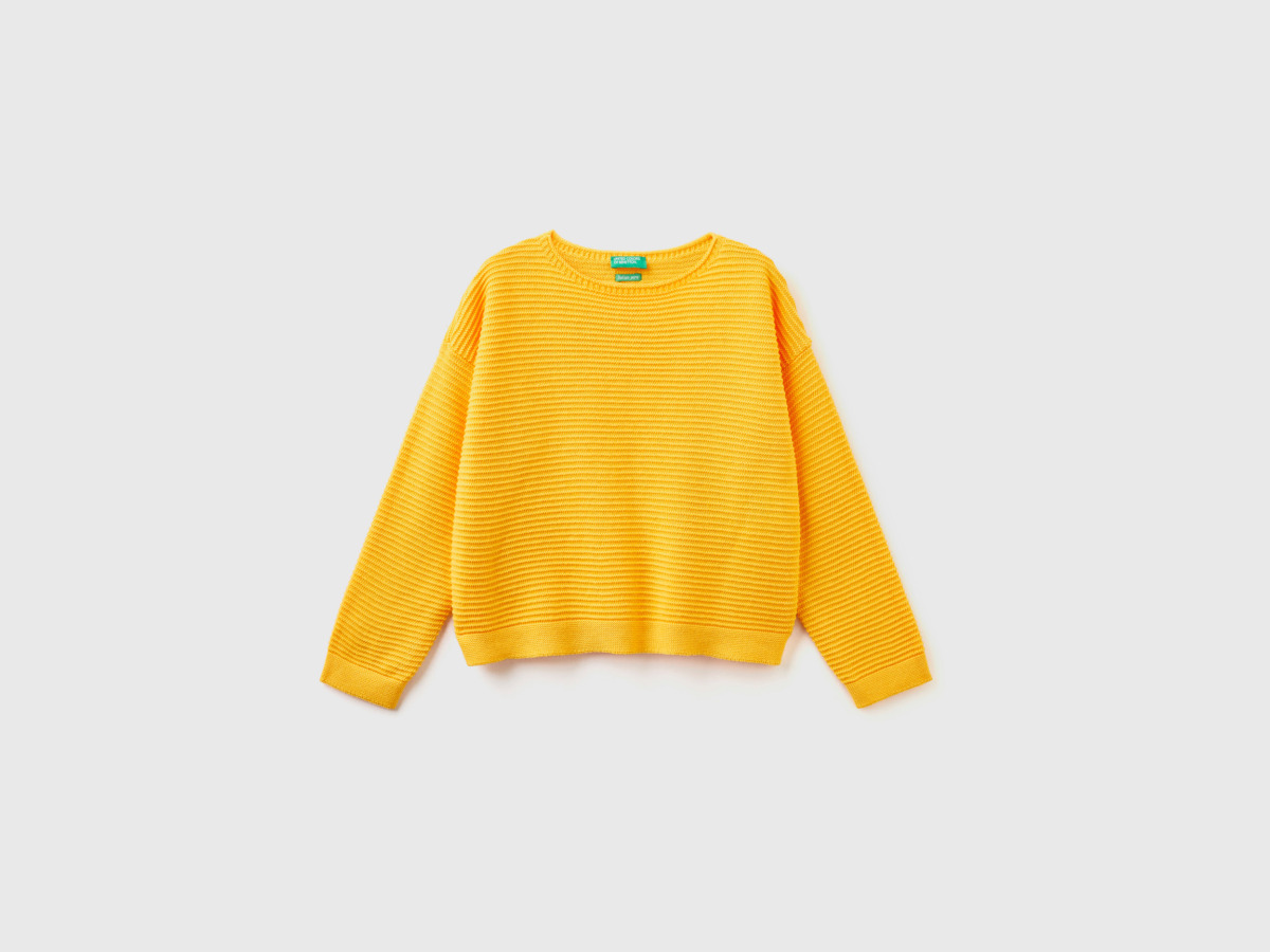 United Colors Of Sweater From Recycled Mixture Yellow Female Benetton Womens SWEATERS GOOFASH