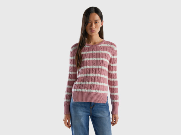 United Colors Of Sweater Made Of Lichen Pattern Pink Female Benetton Womens SWEATERS GOOFASH