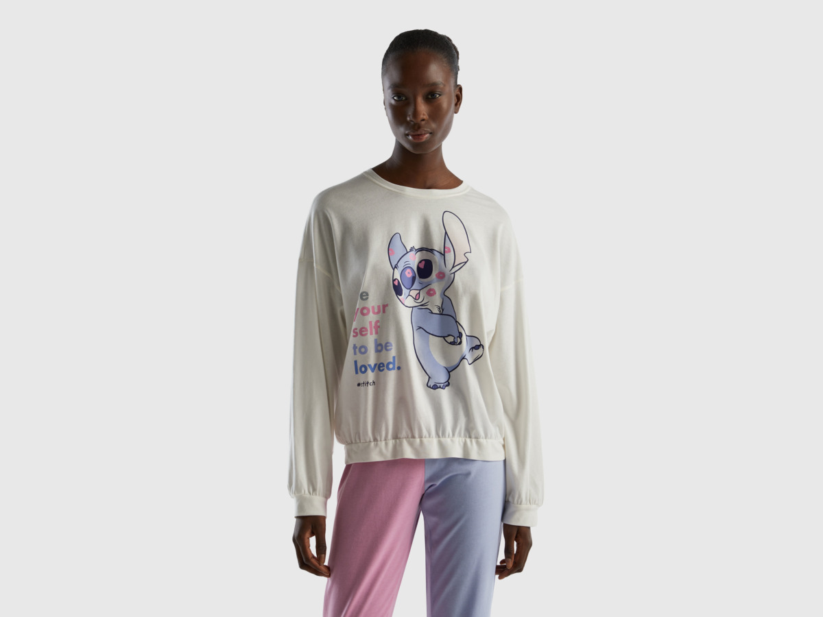 United Colors Of Sweater Made Of Warm With Stitch Cream White Female Benetton Womens SWEATERS GOOFASH