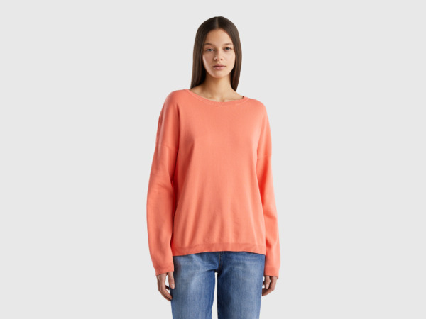 United Colors Of Sweater With Circular Neckline Orange Female Benetton Womens SWEATERS GOOFASH