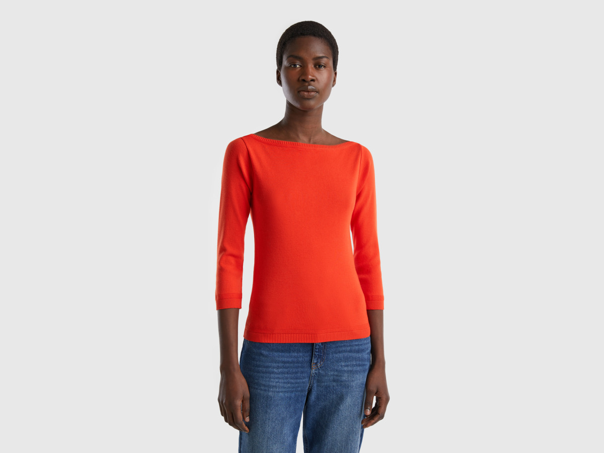 United Colors Of Sweater With Submarine Neckline Red Female Benetton Womens SWEATERS GOOFASH
