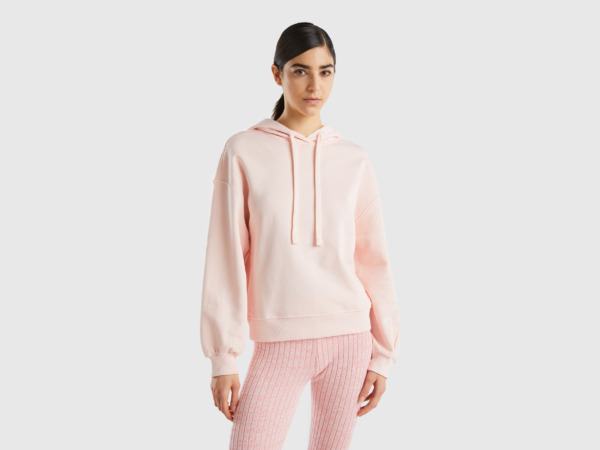 United Colors Of Sweatshirt Made Of With Hood Pink Female Benetton Womens SWEATERS GOOFASH