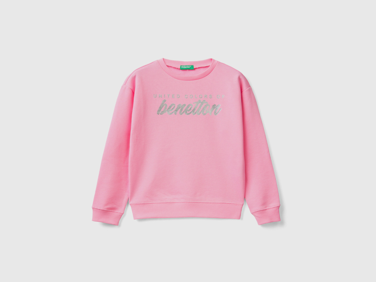 United Colors Of Sweatshirt Made Of With Logo Pink Female Benetton Womens SWEATERS GOOFASH