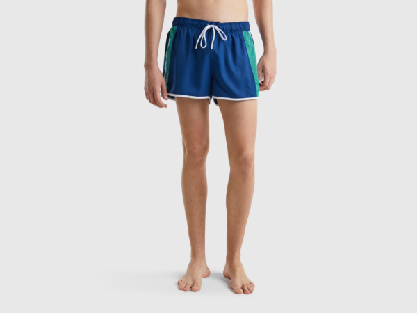 United Colors Of Swim Shorts With Side Ligaments Dark Blue Male Benetton Mens SHORTS GOOFASH