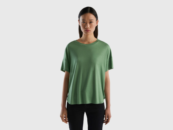 United Colors Of T-Shirt Made Of Elastic Sustainable Green Female Benetton Womens T-SHIRTS GOOFASH