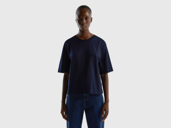 United Colors Of T-Shirt Made Of In Boxy Fit Dark Blue Female Benetton Womens T-SHIRTS GOOFASH