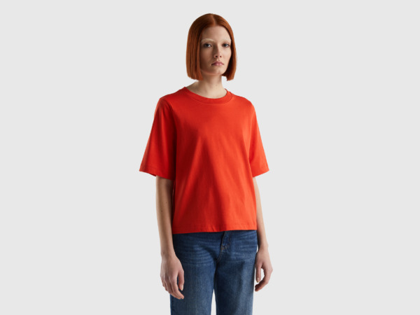 United Colors Of T-Shirt Made Of In Boxy Fit Red Female Benetton Womens T-SHIRTS GOOFASH