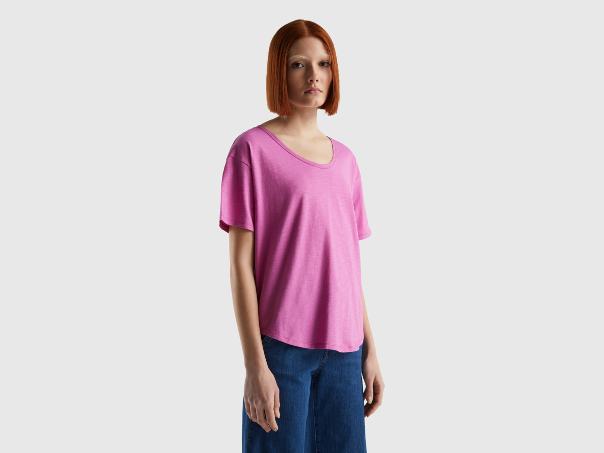 United Colors Of T-Shirt Made Of Light With Short Sleeves Pink Female Benetton Womens T-SHIRTS GOOFASH