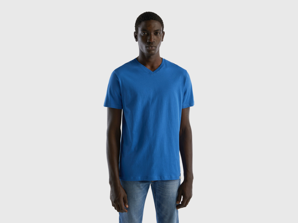 United Colors Of T-Shirt Made Of Long Fiber Light Blue Male Benetton Mens T-SHIRTS GOOFASH