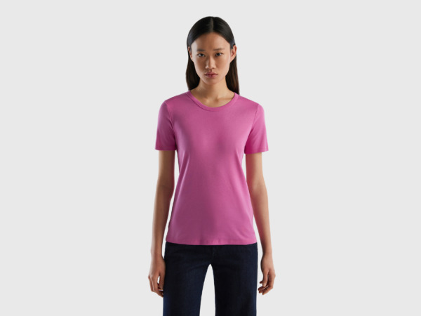 United Colors Of T-Shirt Made Of Long Fiber Pink Female Benetton Womens T-SHIRTS GOOFASH