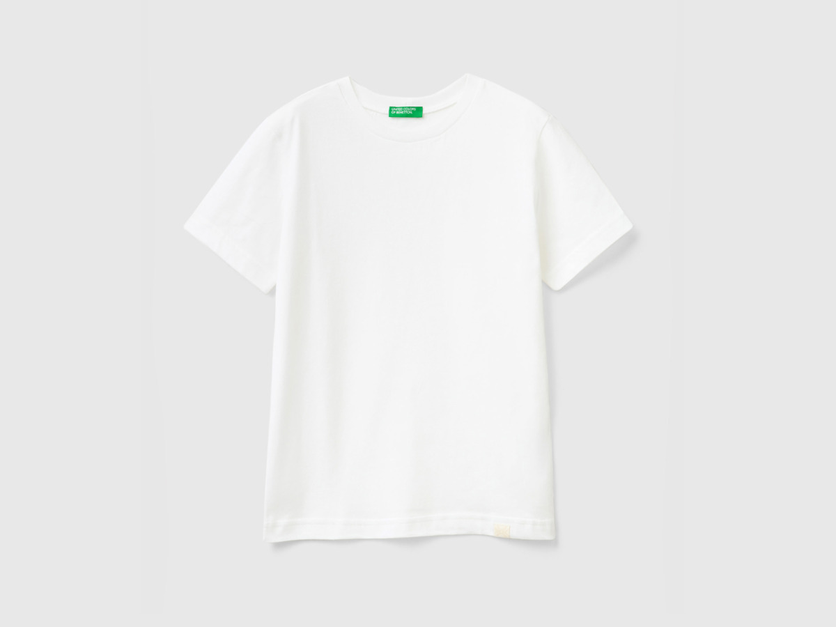 United Colors Of T-Shirt Made Of Organic White Male Benetton Mens T-SHIRTS GOOFASH