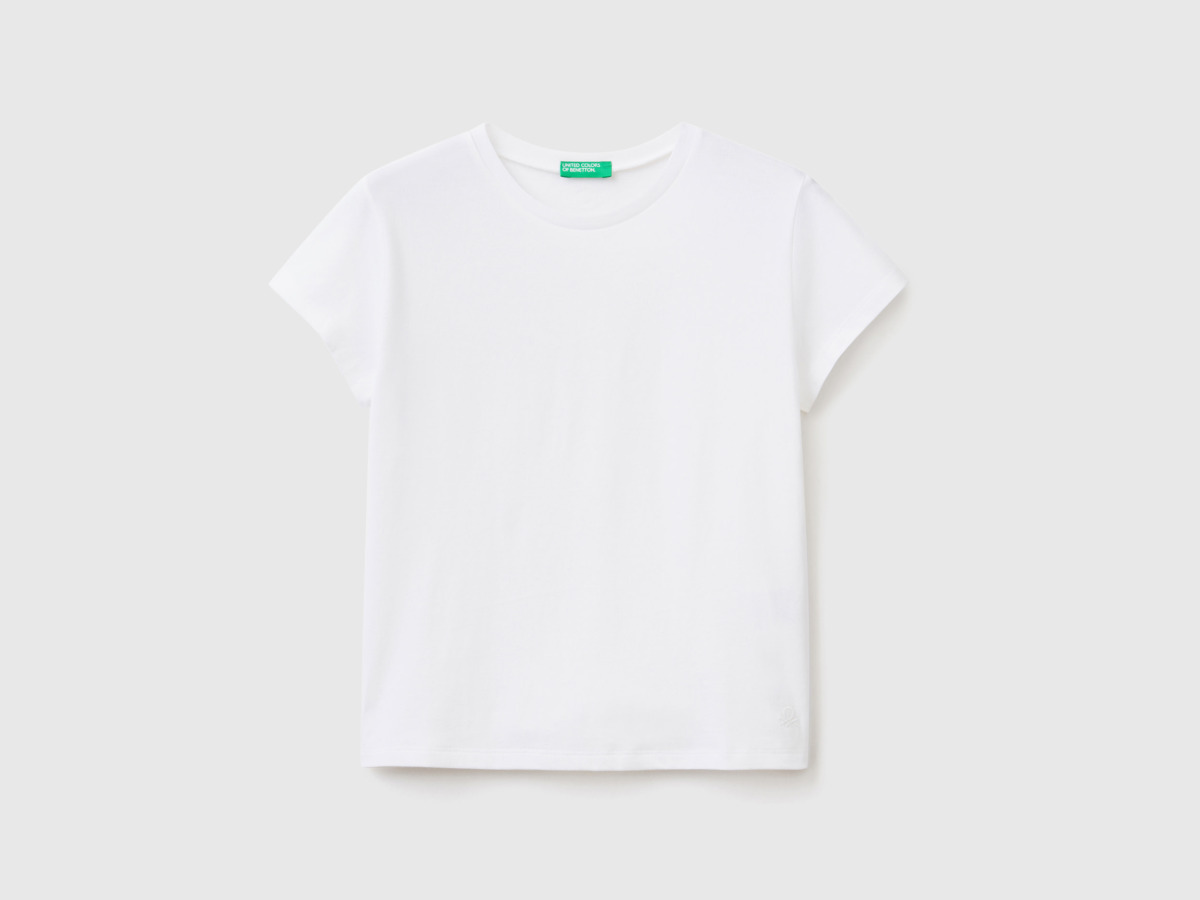 United Colors Of T-Shirt Made Of Pure Organic White Female Benetton Womens T-SHIRTS GOOFASH