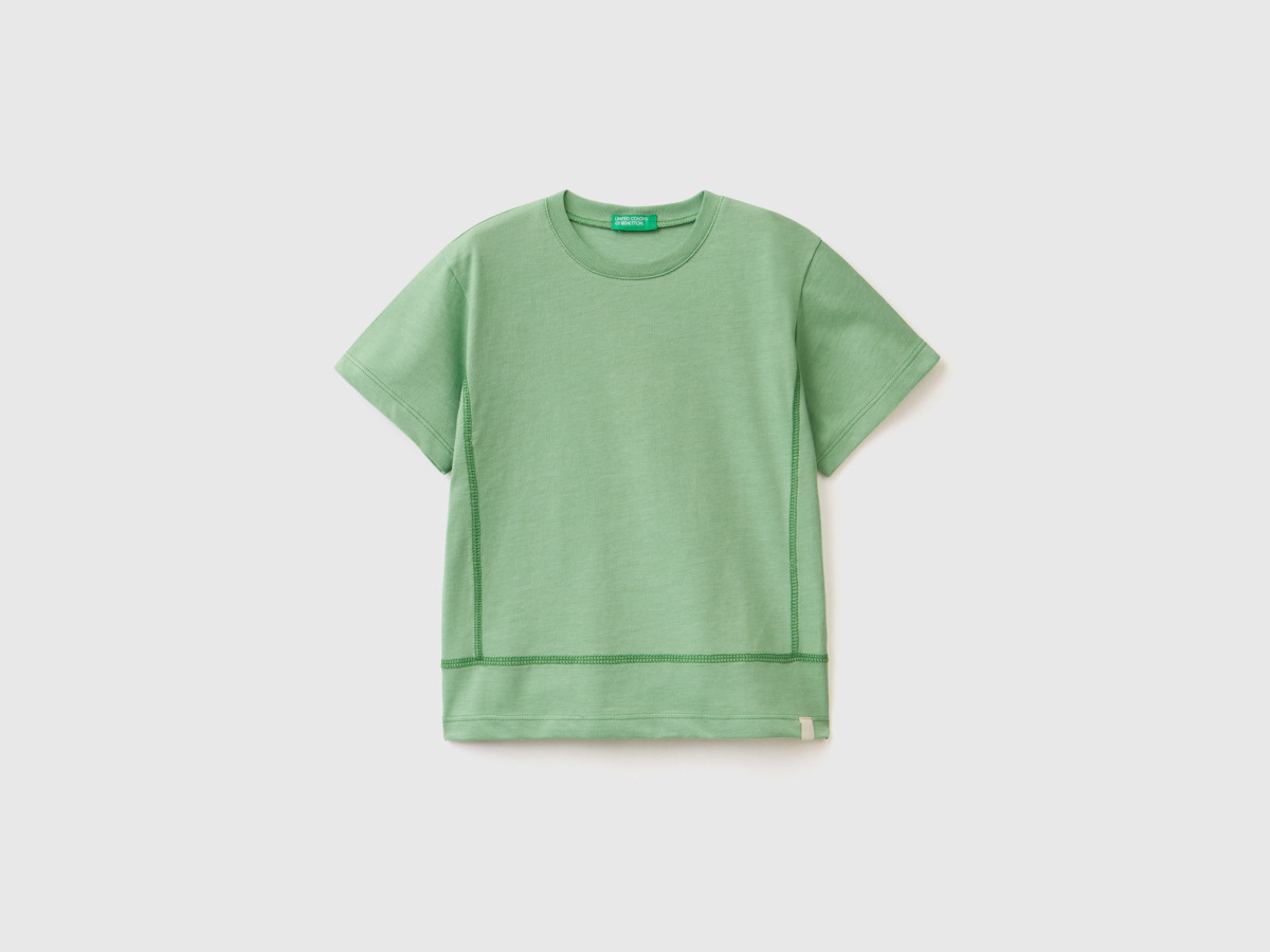 United Colors Of T-Shirt Made Of Recycled Fabric Light Green Male Benetton Mens T-SHIRTS GOOFASH
